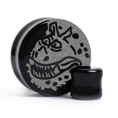 Meatlug Plug / Gauge - Black Glass | Flat Faced Double Flare