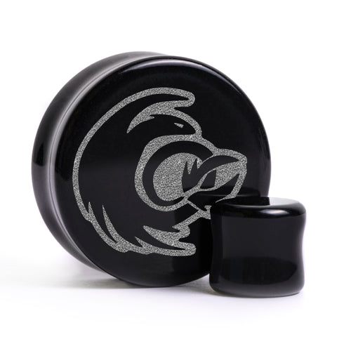 Night Fury Plug / Gauge - Black Glass | Flat Faced Double Flare