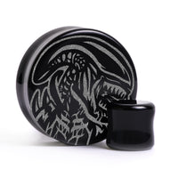 Plug / Gauge Alien Xenomorph - Verre noir | Face plate double évasé