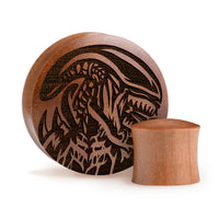 Plug / Gauge Alien Xenomorph - Bois de Saba | Convexe double évasé