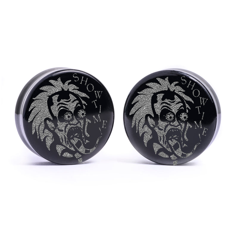 Plug / Gauge Beetlejuice - Verre noir | Face plate double évasé