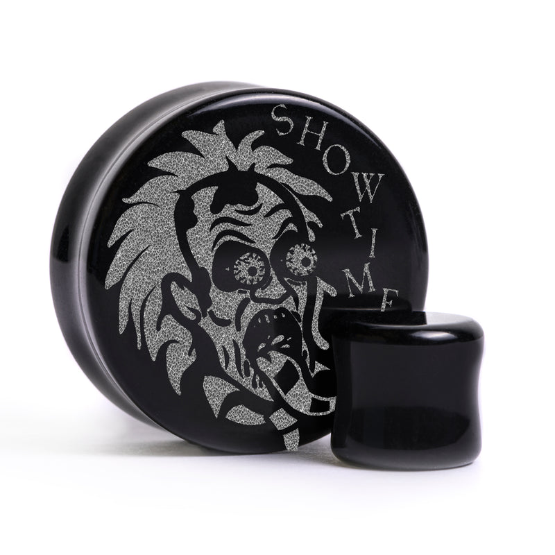 Plug / Gauge Beetlejuice - Verre noir | Face plate double évasé