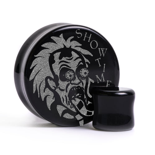 Beetlejuice Plug / Gauge - Black Glass | Flat Faced Double Flare