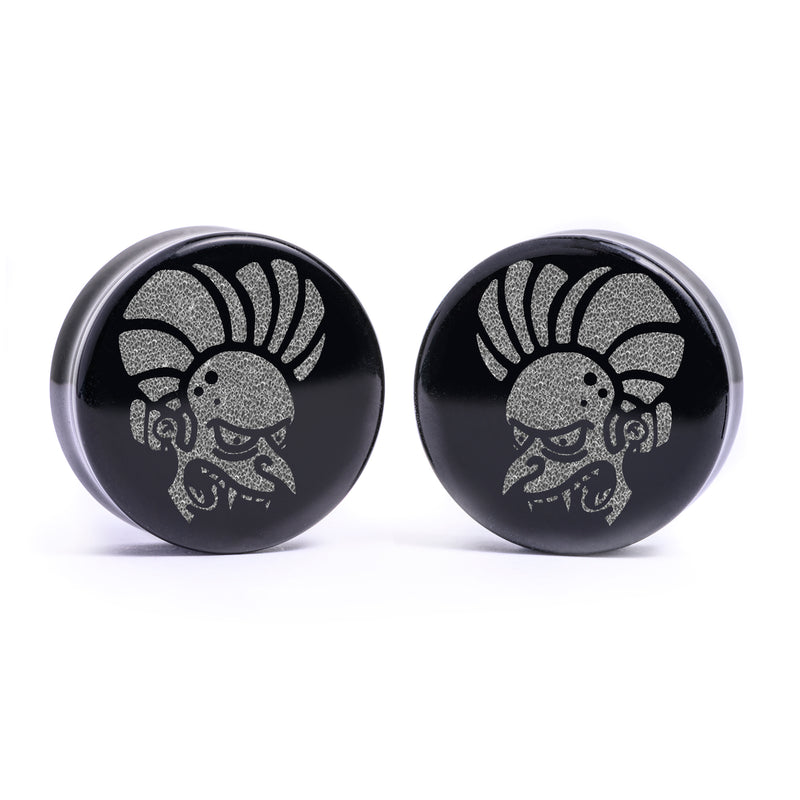 Plug / Gauge Count Burns - Verre noir | Face plate double évasé