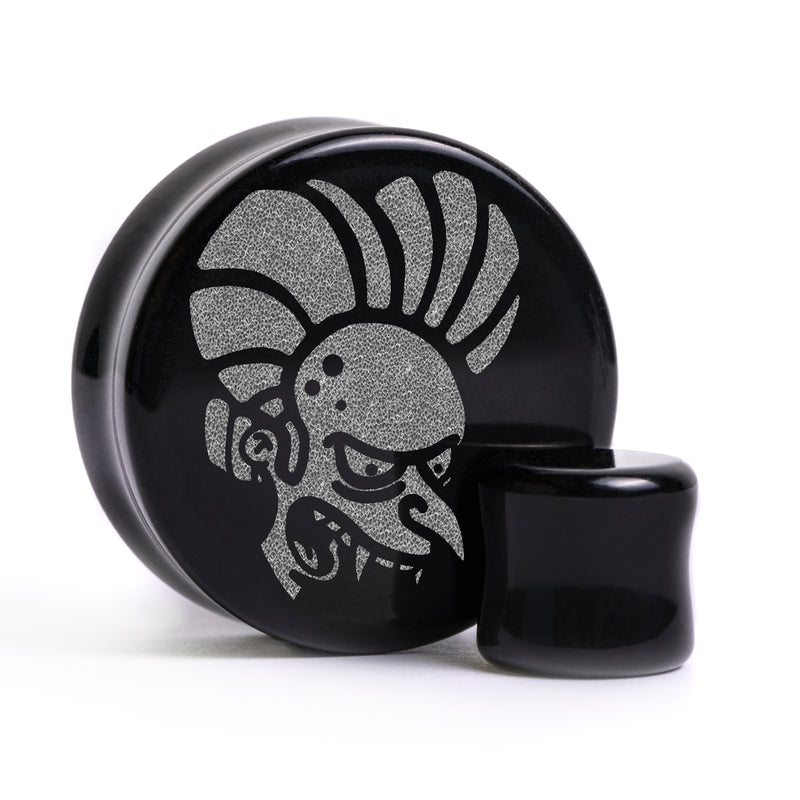 Plug / Gauge Count Burns - Verre noir | Face plate double évasé