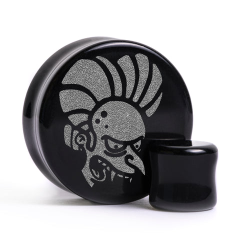 Count Burns Plug / Messgerät - Schwarzes Glas | Flachflächige Doppelflare