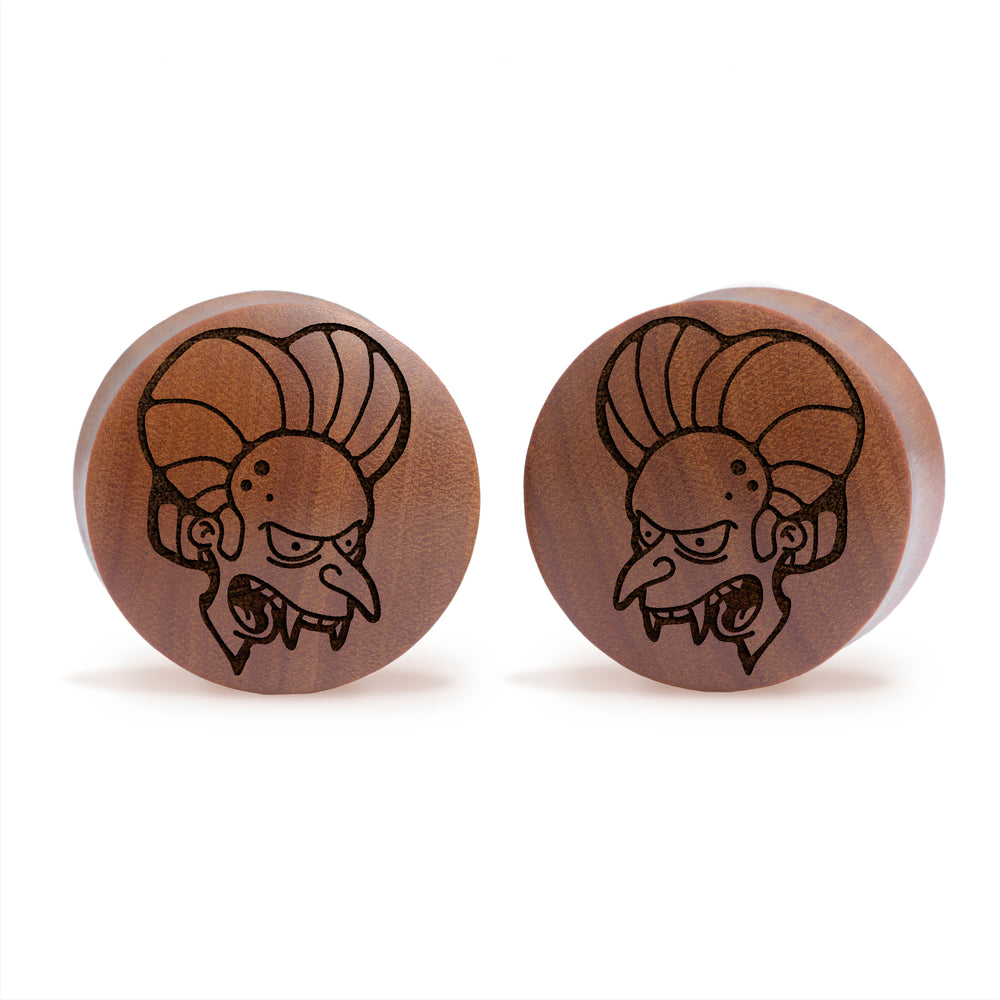 Count Burns Plug / Gauge - Saba Wood | Convex Double Flare - Lasered To Order In House At Custom Plugs HQ