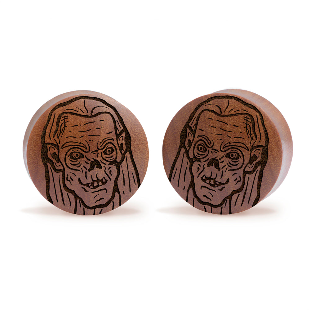 Crypt Keeper Plug / Gauge - Saba Wood | Convex Double Flare - Lasered To Order In House At Custom Plugs HQ