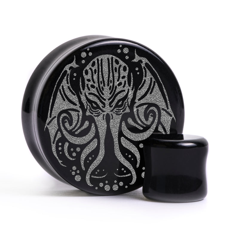 Cthulhu Plug / Calibre - Verre noir | Double flare à face plate