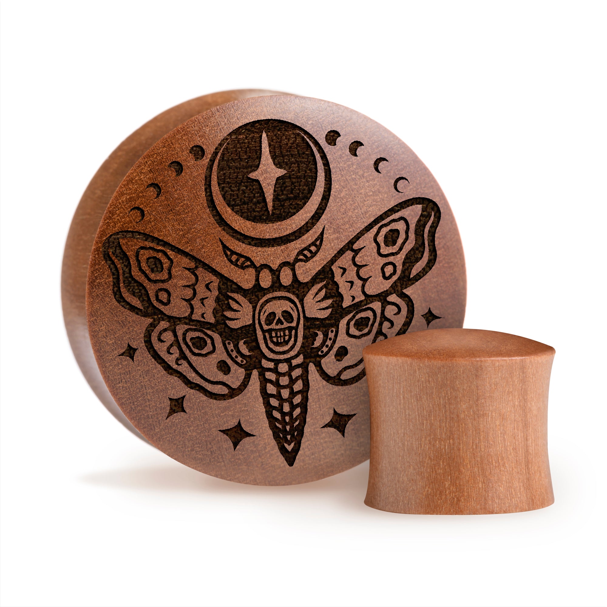 Death Moth Plug / Gauge - Saba Wood | Convex Double Flare