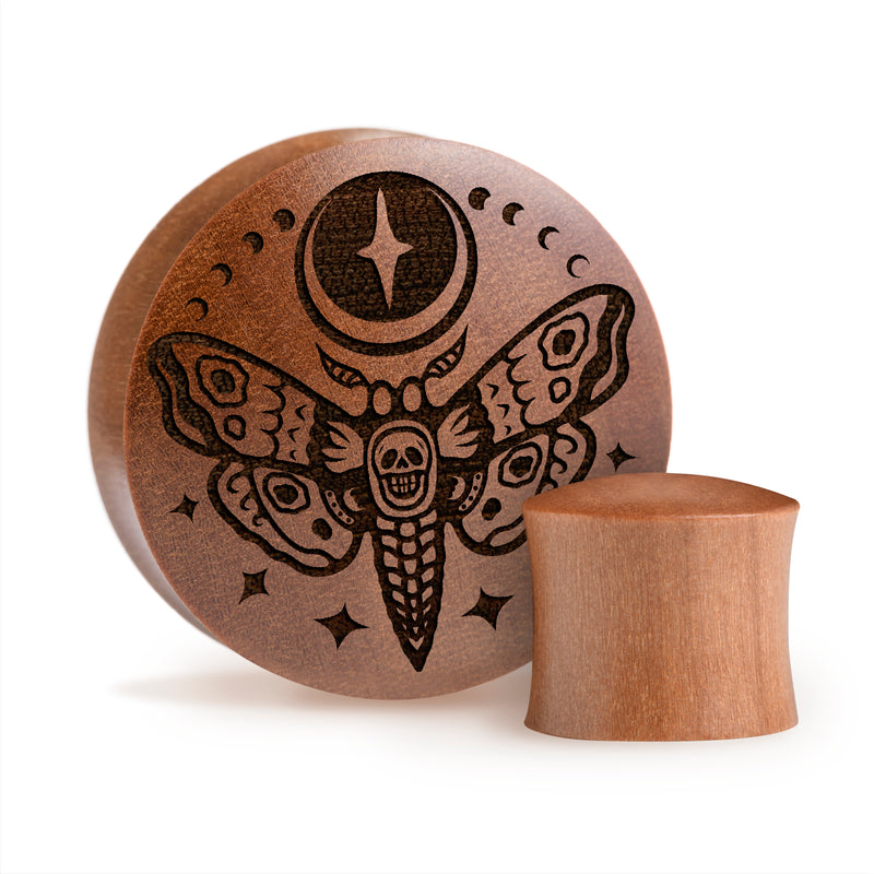 Plug / Gauge Papillon de la mort - Bois de Saba | Convexe double évasé