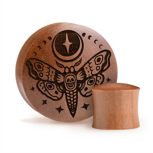 Death Moth Plug / Gauge - Saba Wood | Convex Double Flare