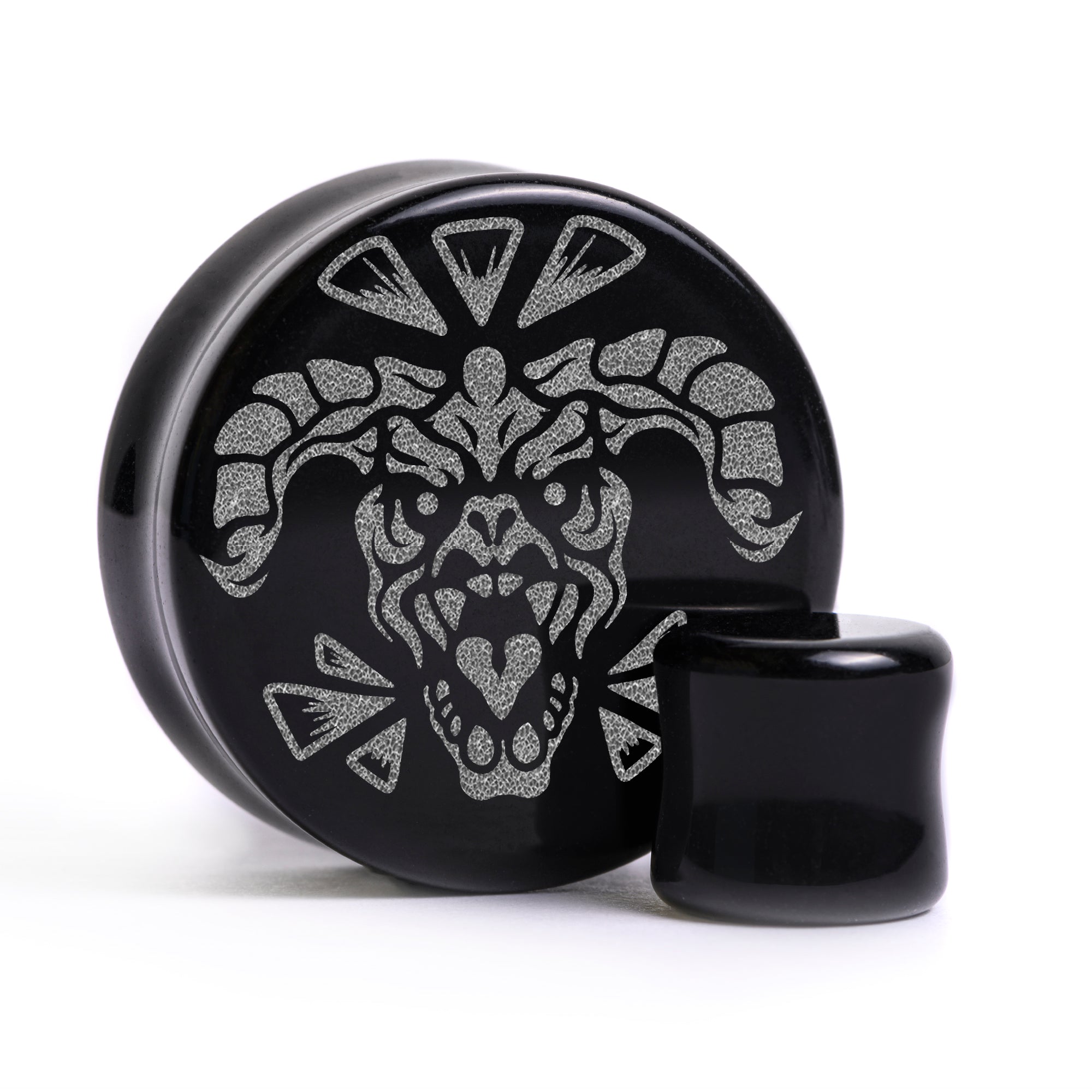 Deathclaw Plug / Gauge - Schwarzes Glas | Flache Vorderseite, Double Flare