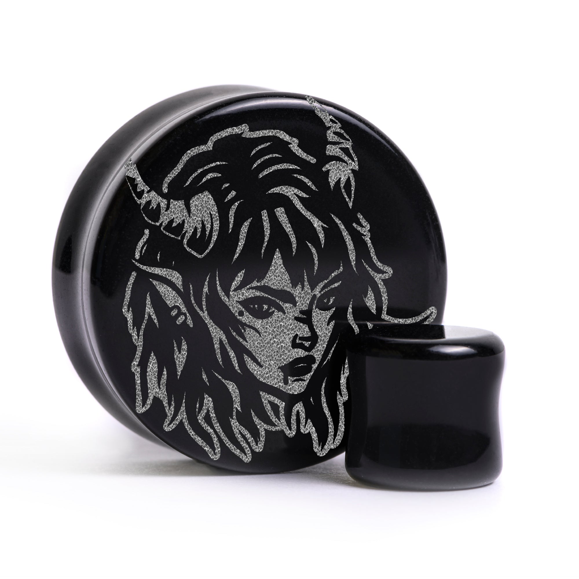 Devil Woman Succubus Plug / Gauge - Black Glass | Flat Faced Double Flare