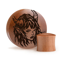 Plug / Gauge Succube femme démon - Bois de Saba | Convexe double évasé
