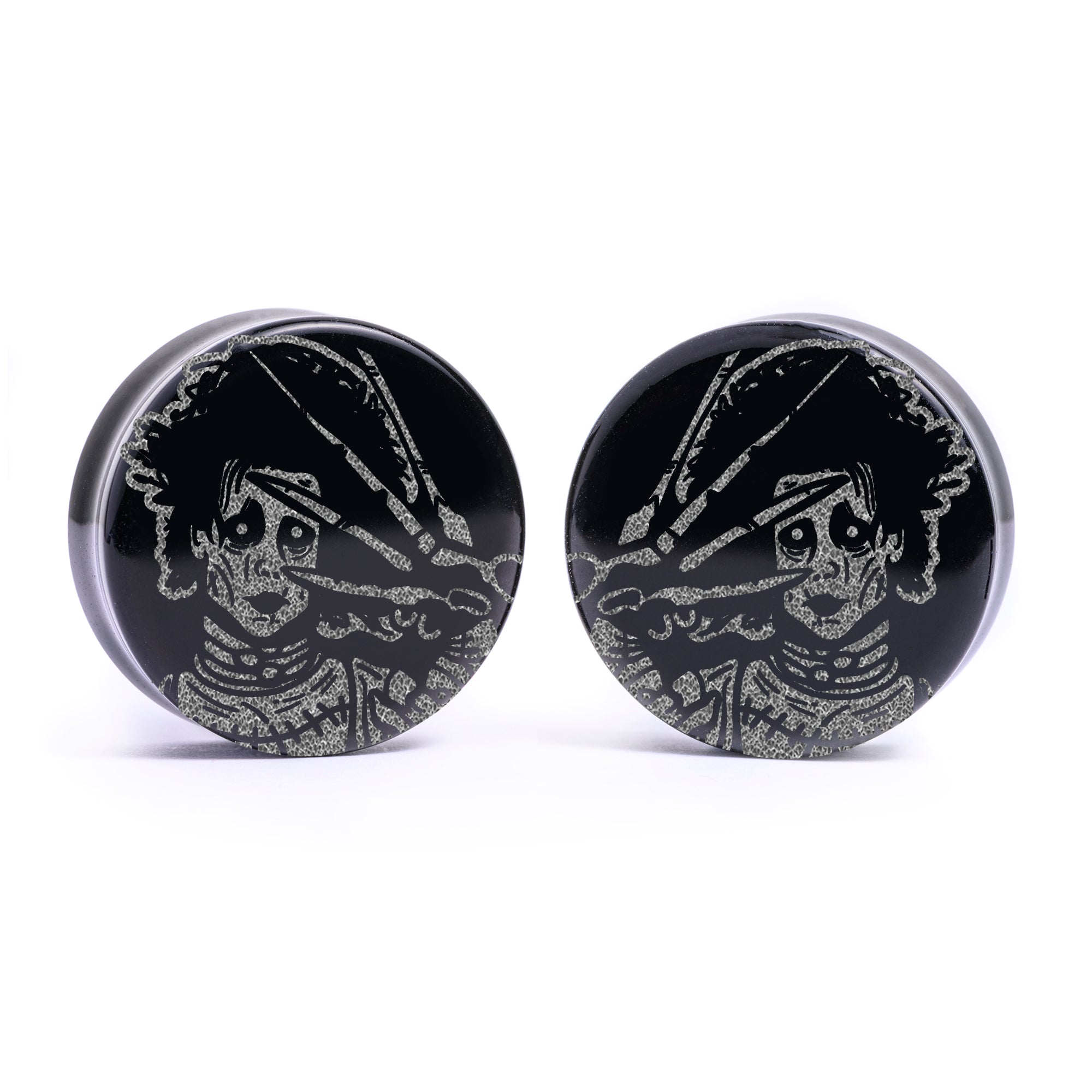Black Steel The Blooming Sun Charm Double Flare Dangle Ear Tunnel / Plug / Gauge