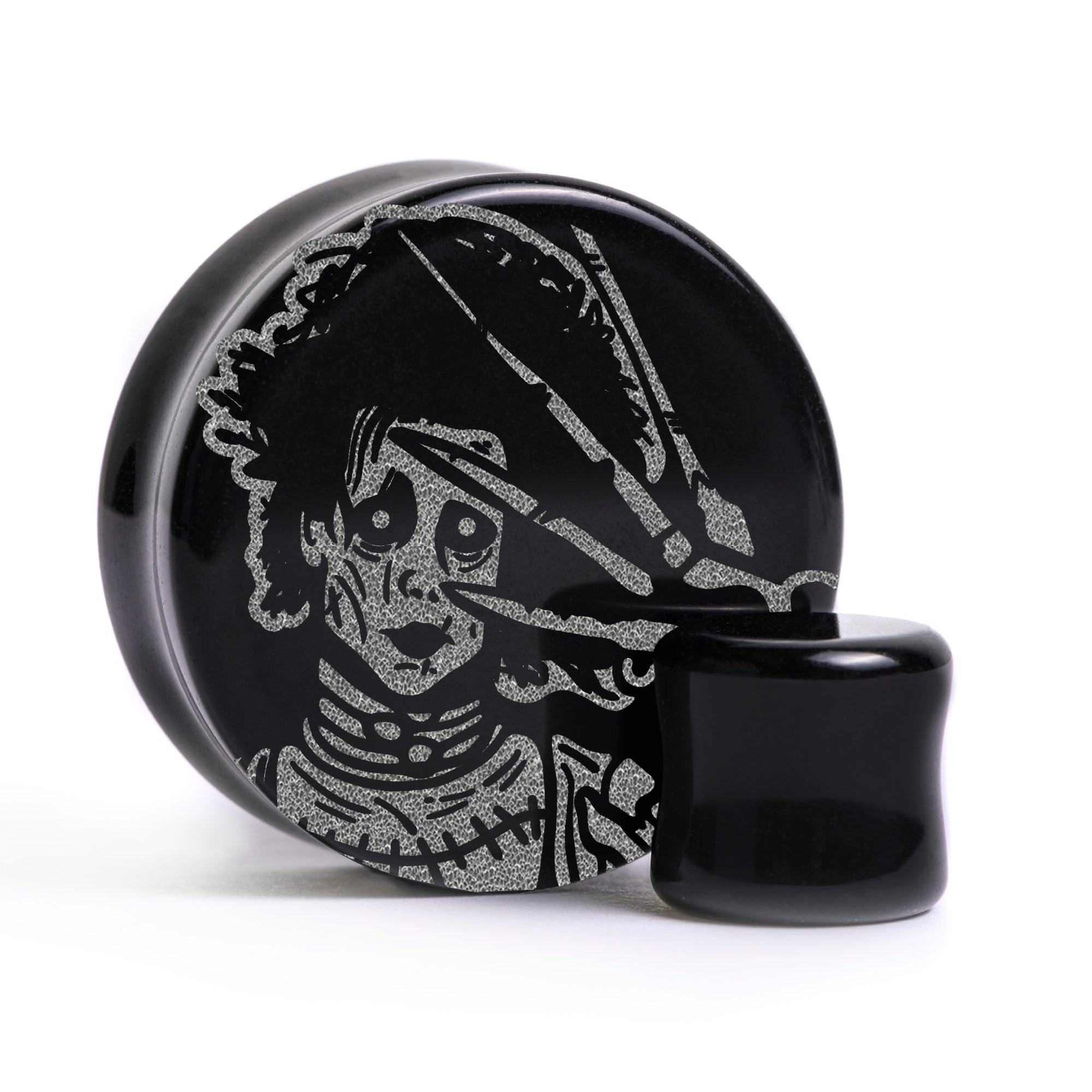 Edward Scissorhands Plug / Gauge - Black Glass | Flat Faced Double Flare