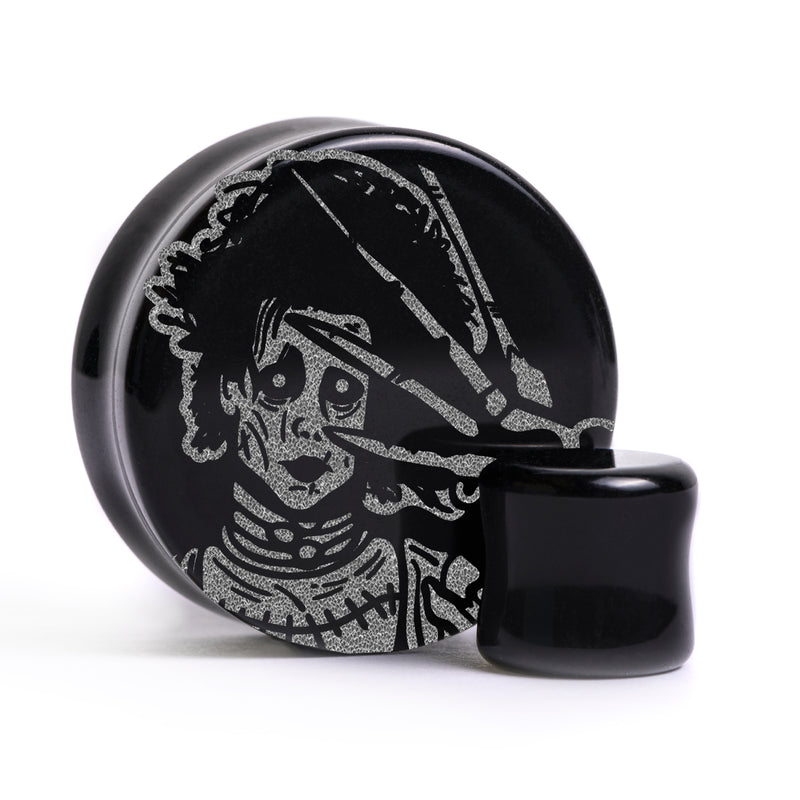 Plug / Jauge Edward Scissorhands - Verre noir | Double évasement à face plate