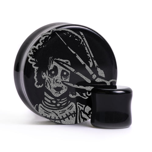 Edward Scissorhands Plug / Gauge - Black Glass | Flat Faced Double Flare