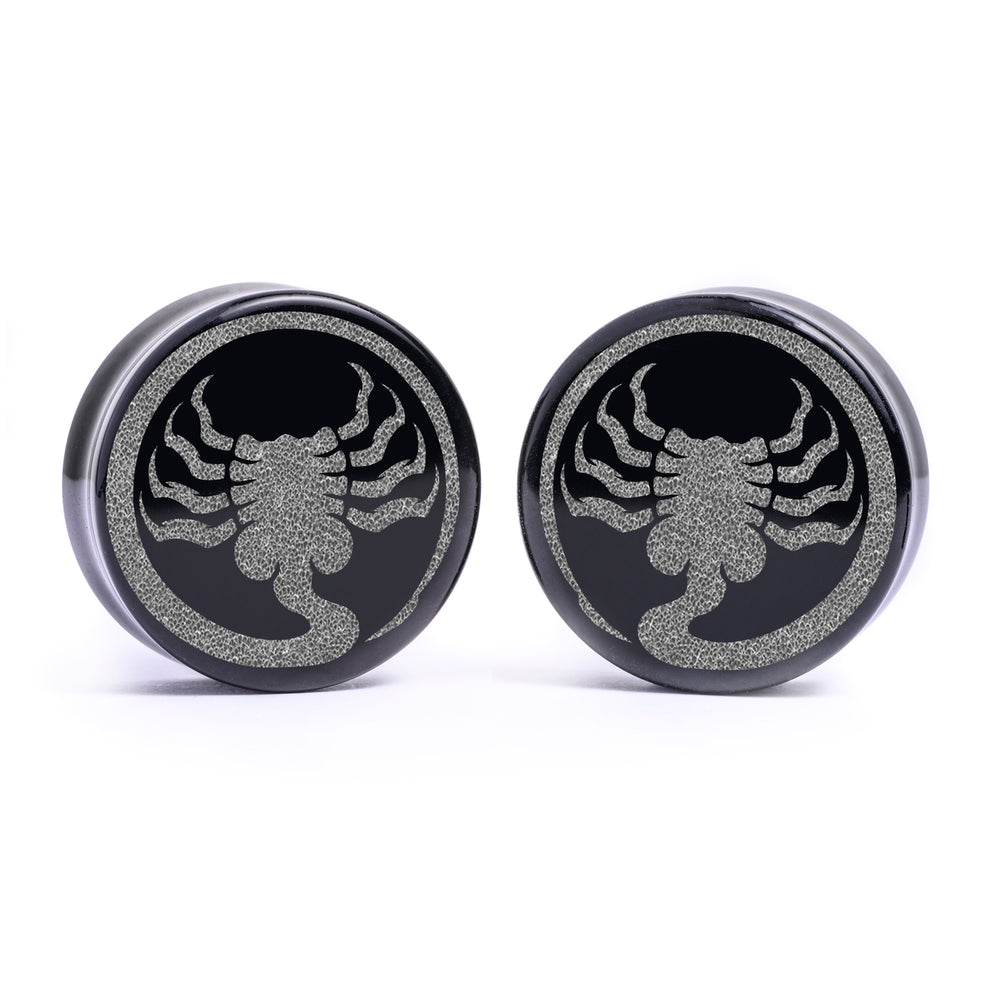 Alien Facehugger Plug / Gauge - Black Glass | Flat Faced Double Flare - Lasered To Order In House At Custom Plugs HQ
