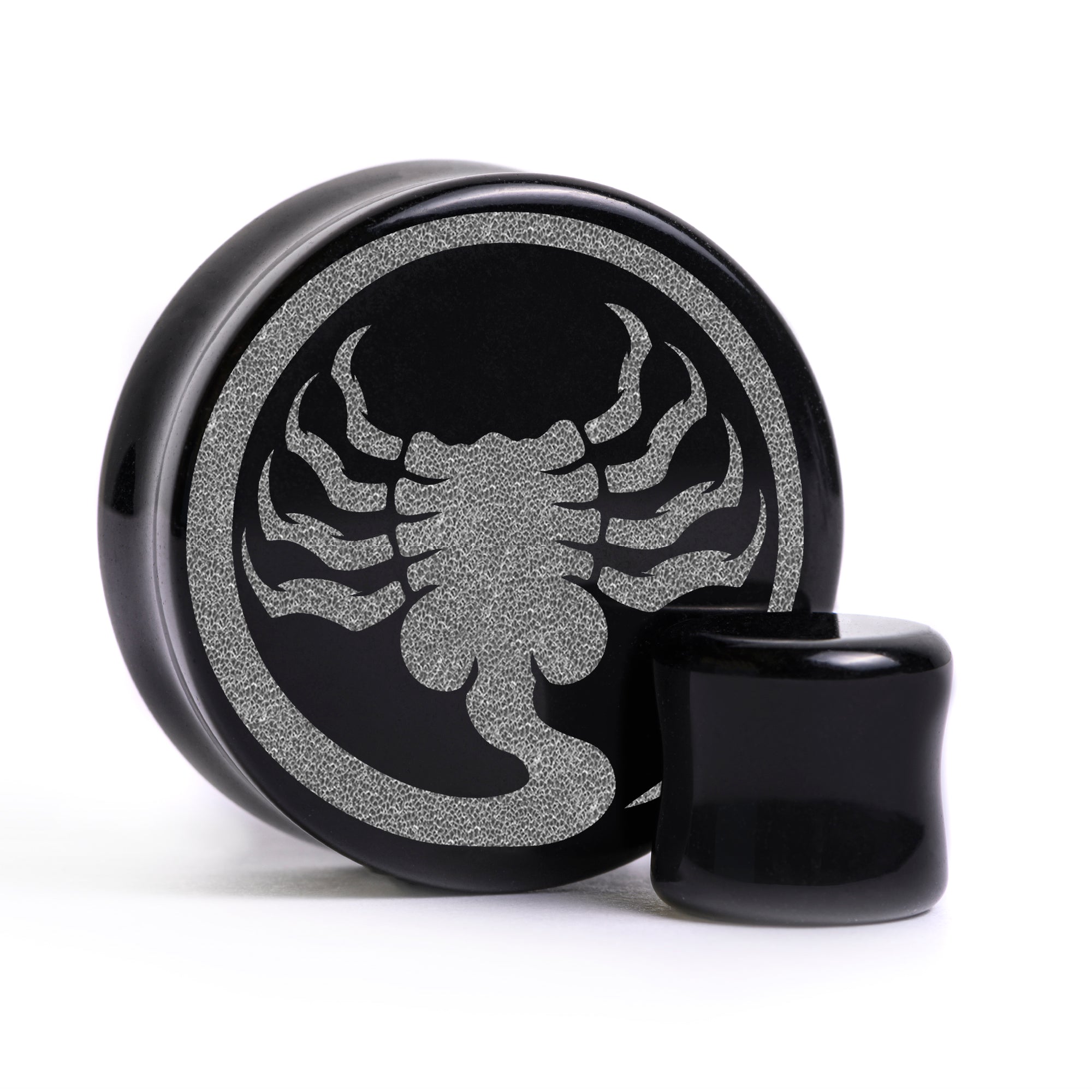 Alien Facehugger Plug / Gauge - Schwarzes Glas | Flache Vorderseite, Double Flare