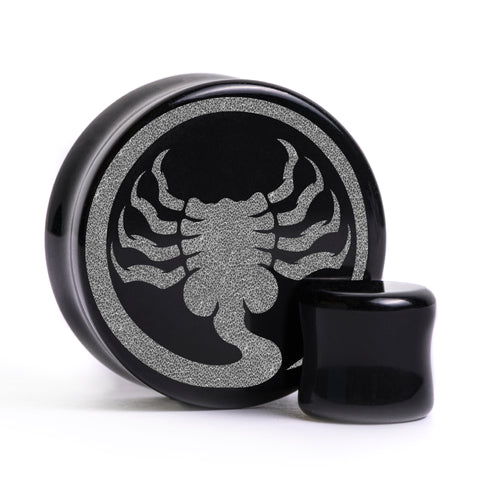 Alien Facehugger Plug / Gauge - Black Glass | Flat Faced Double Flare