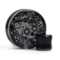 Plug / Gauge Roi déchu - Verre noir | Face plate double évasé
