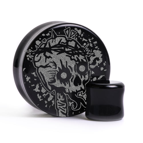 Fallen King Plug / Gauge - Black Glass | Flat Faced Double Flare