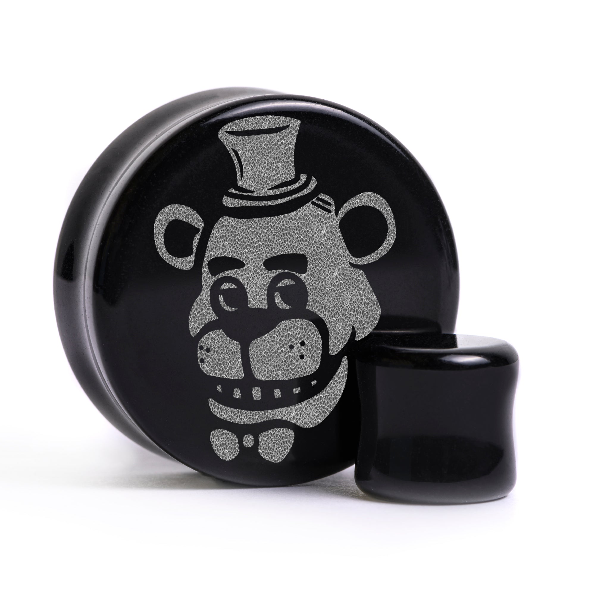 Five Nights At Freddy's Plug / Gauge - Schwarzes Glas | Flache Vorderseite, Double Flare
