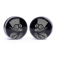 Plug / Gauge Bart gremlin - Verre noir | Face plate double évasé