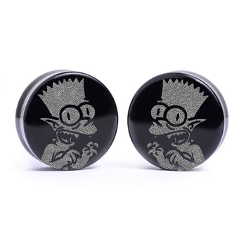 WSS Smashed Emblem Plug / Gauge - Schwarzes Glas | Flach Gesichts Double Flare
