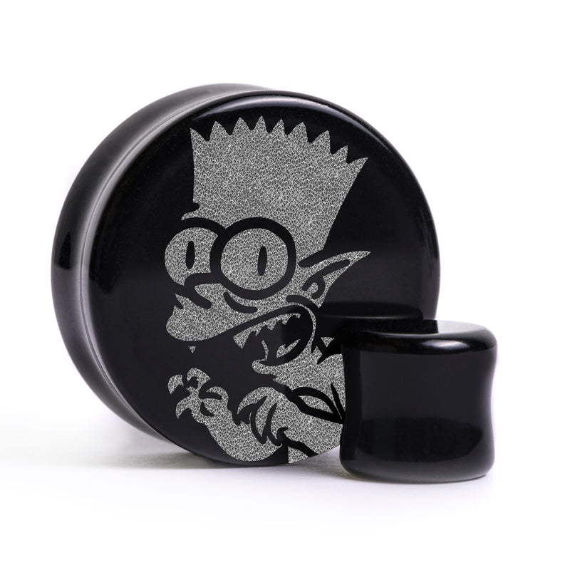 Plug / Gauge Bart gremlin - Verre noir | Face plate double évasé