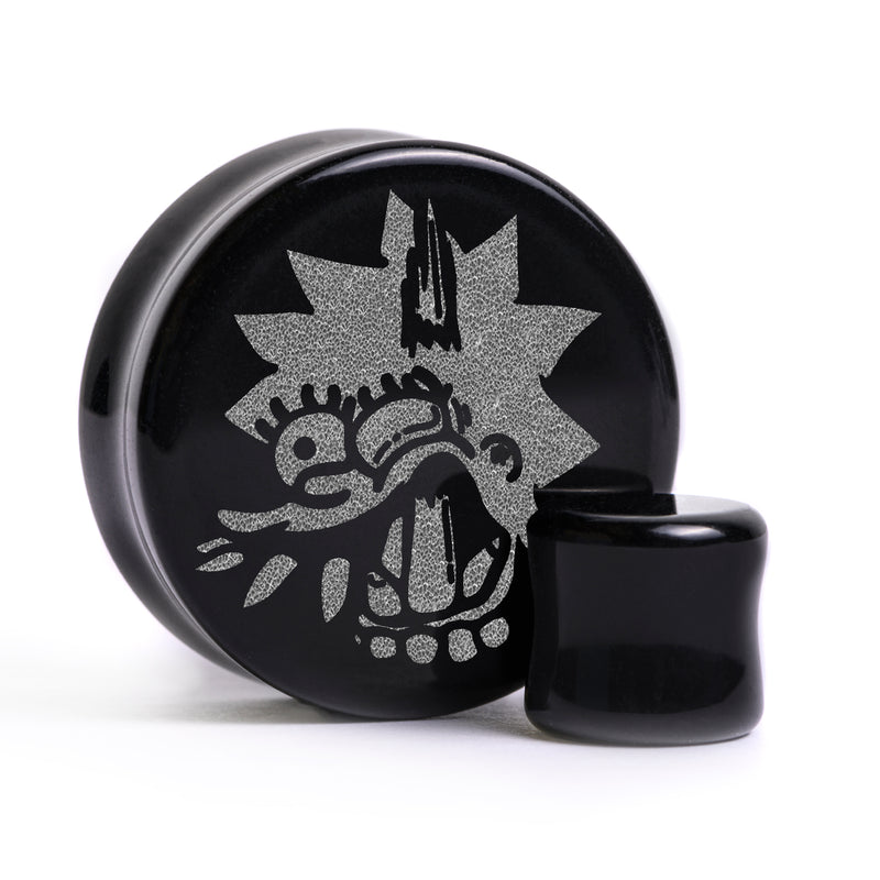 Plug / Gauge Lisa Needs Braces - Verre noir | Face plate double évasé