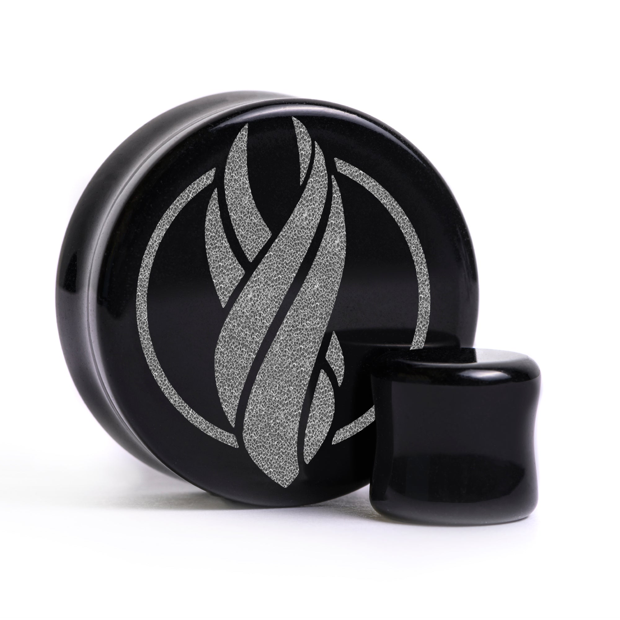 Dead Space Marker Symbol Plug / Gauge - Schwarzes Glas | Flache Vorderseite, Double Flare