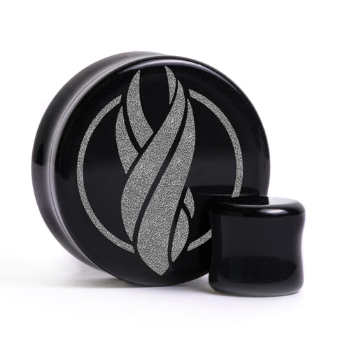 Dead Space Marker Symbol Plug / Gauge - Black Glass | Flat Faced Double Flare