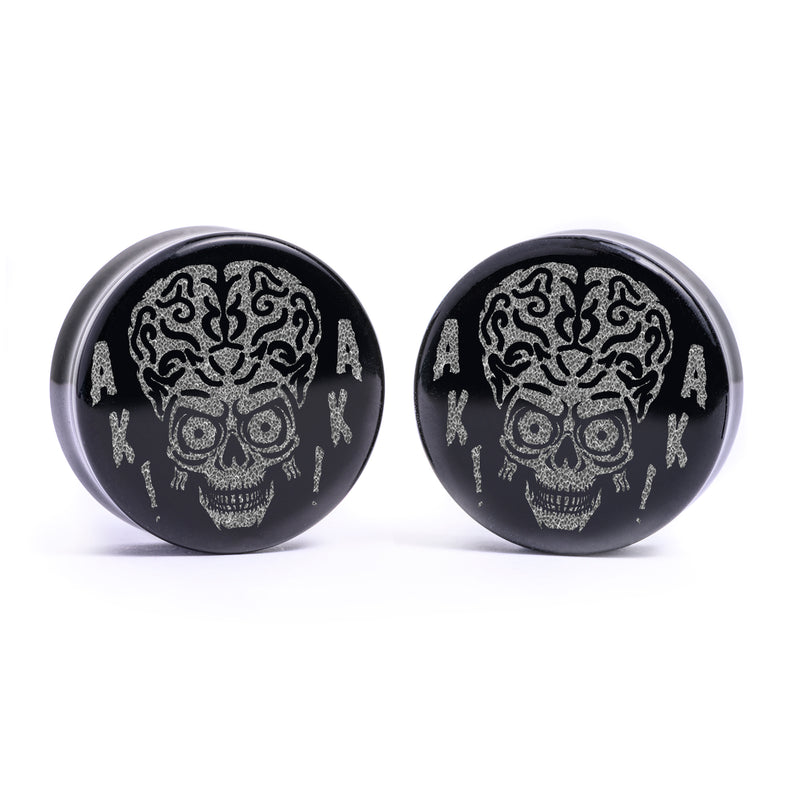 Plug / Gauge Mars Attacks - Verre noir | Face plate double évasé