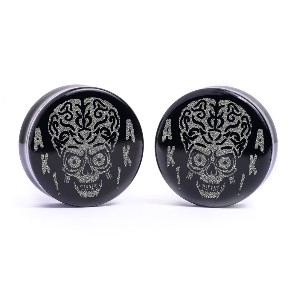 Mars Attacks Plug / Gauge - Schwarzes Glas | Flach Gesichtiges Doppel Flare