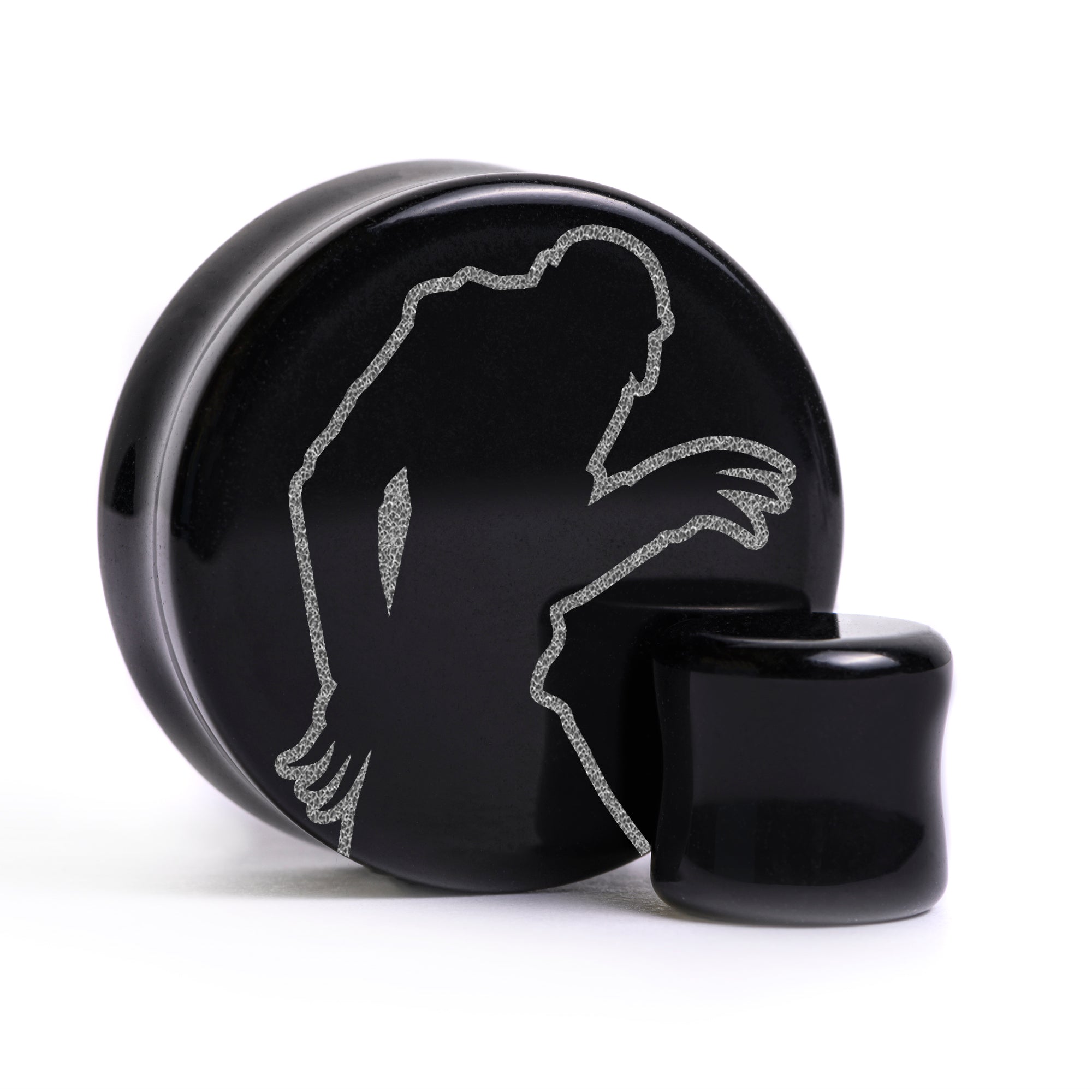 Nosferatu Plug / Gauge - Schwarzes Glas | Flache Vorderseite, Double Flare