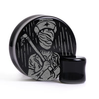 Infirmière Silent Hill Plug / Gauge - Verre noir | Double flare à face plate