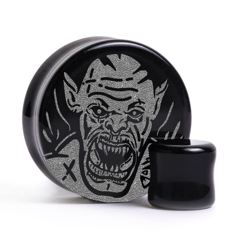 Orc Plug / Gauge - Black Glass | Flat Faced Double Flare