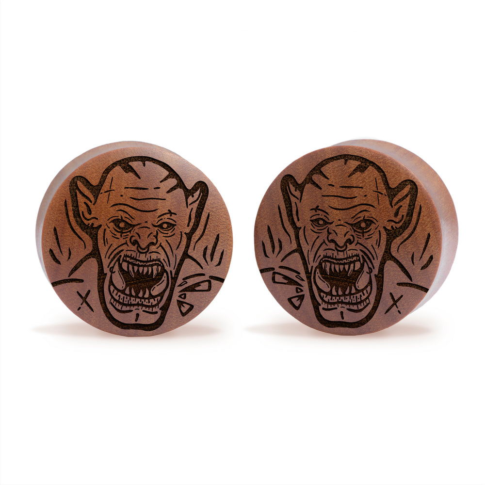 Orc Plug / Gauge - Saba Wood | Convex Double Flare - Lasered To Order In House At Custom Plugs HQ
