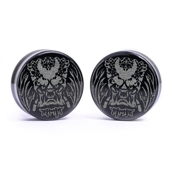 The Blooming Sun Charm Black Steel Double Flared Tunnel Dangle / Plug / Gauge