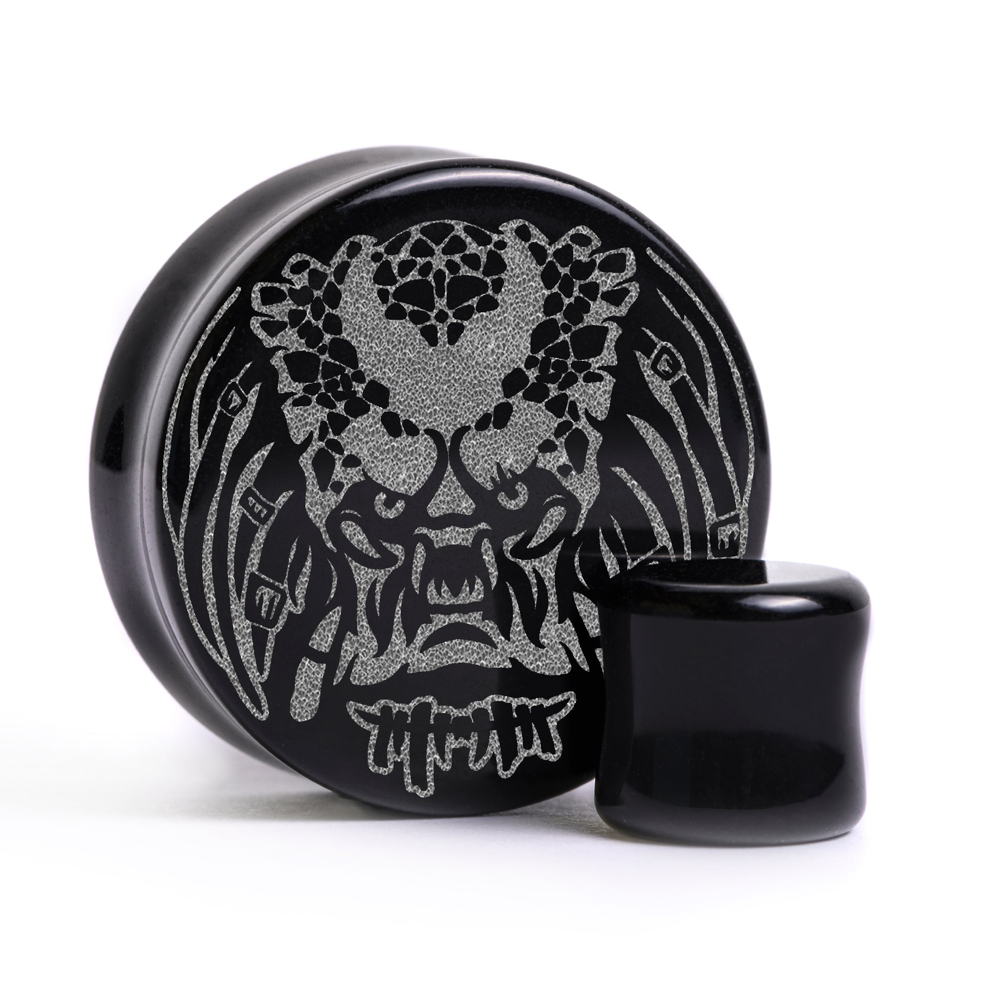 Predator Plug / Gauge - Schwarzes Glas | Flachgesichtige Doppelflare