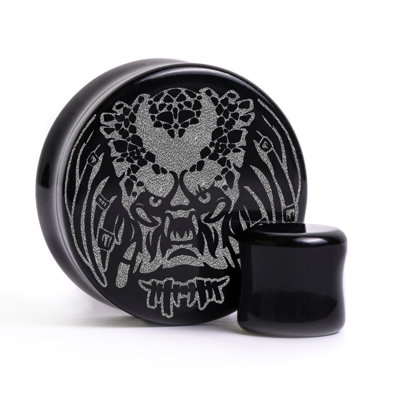 Plug / Gauge Predator - Verre noir | Face plate double évasé
