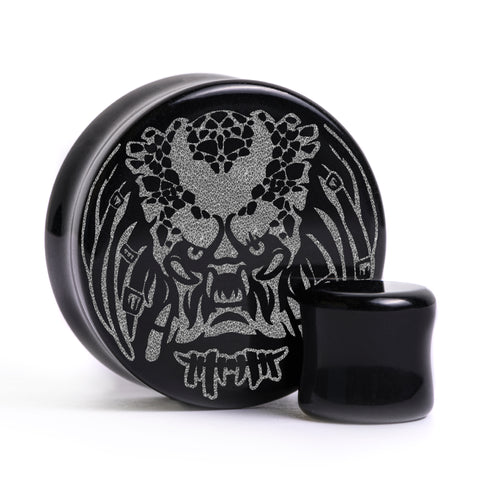 Predator Plug / Gauge - Black Glass | Flat Faced Double Flare