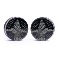 Plug tête pyramide / Gauge - Verre noir | Double évasement à face plate