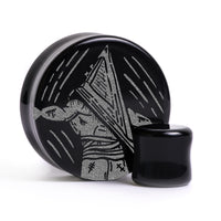 Plug tête pyramide / Gauge - Verre noir | Double évasement à face plate