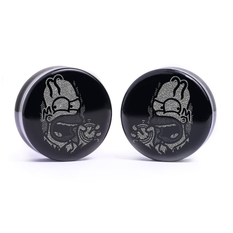 Plug / Gauge Shining Homer - Verre noir | Face plate double évasé