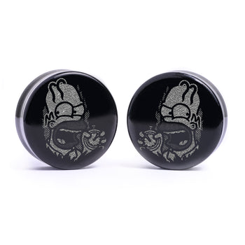 WSS Emblem Plug / Gauge - Black Glass | Flat Faced Double Flare