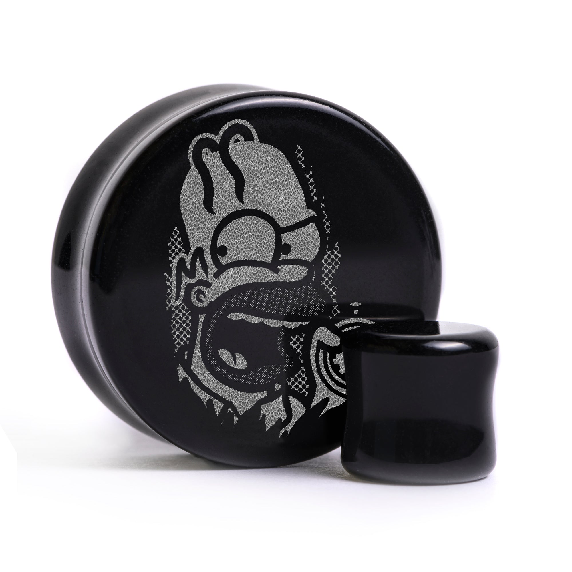 Shining Homer Plug / Gauge - Black Glass | Flat Faced Double Flare